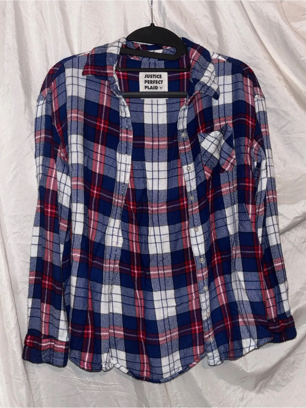 Justice Blue, Red & White Plaid Button-Down Shirt